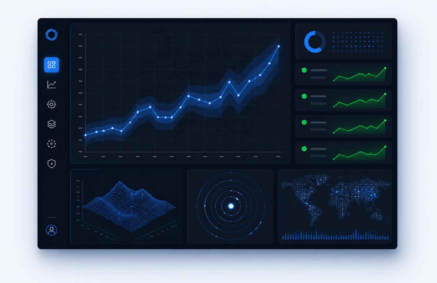 DataMind.AI forecasting workspace showing a revenue projection chart with confidence bands